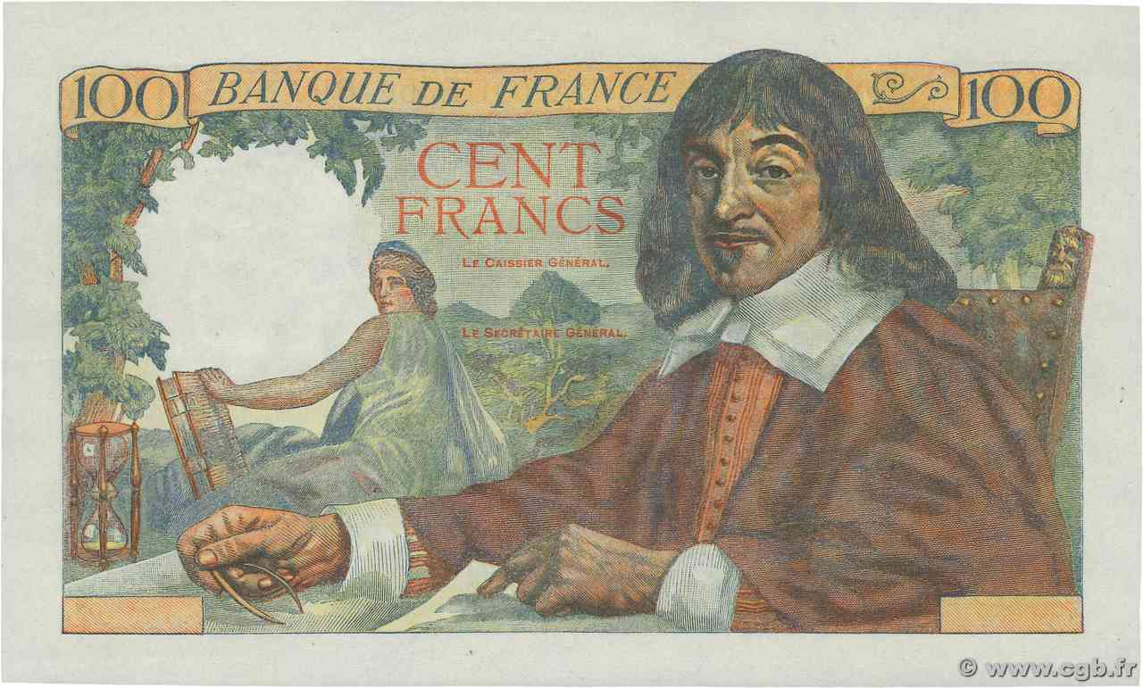 100 Francs DESCARTES Épreuve FRANCE  1944 F.27.09E UNC
