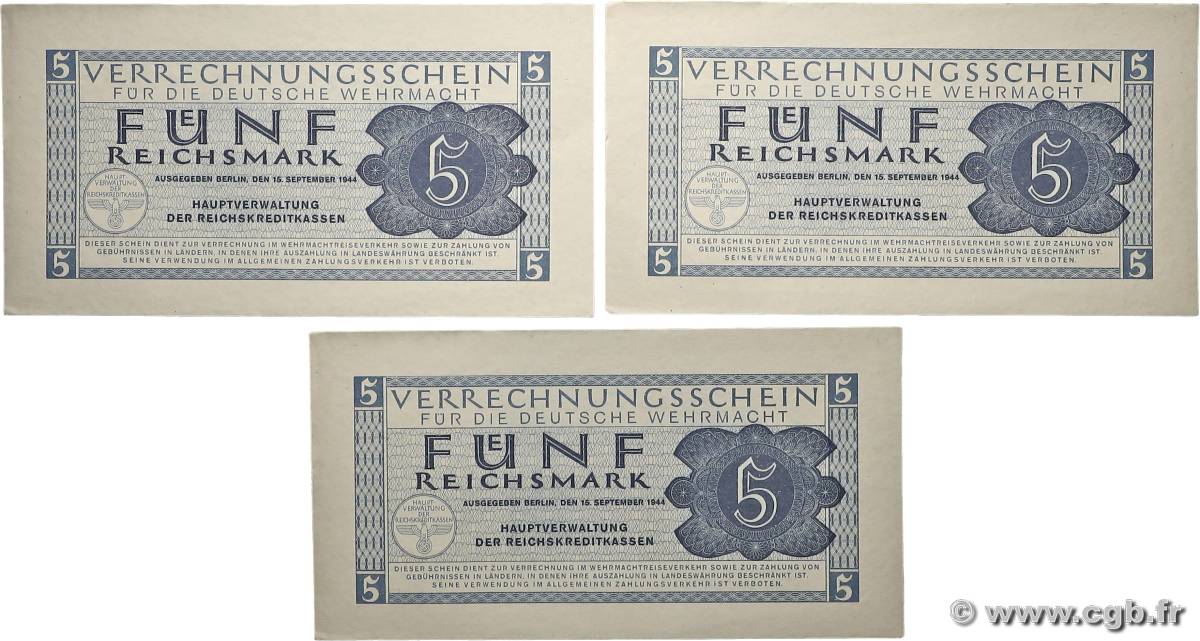5 Reichsmark Lot ALLEMAGNE  1944 P.M39 SPL