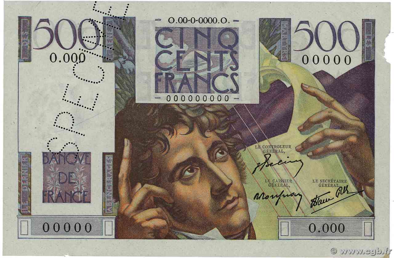 500 Francs CHATEAUBRIAND Spécimen FRANCIA  1945 F.34.01Sp SPL