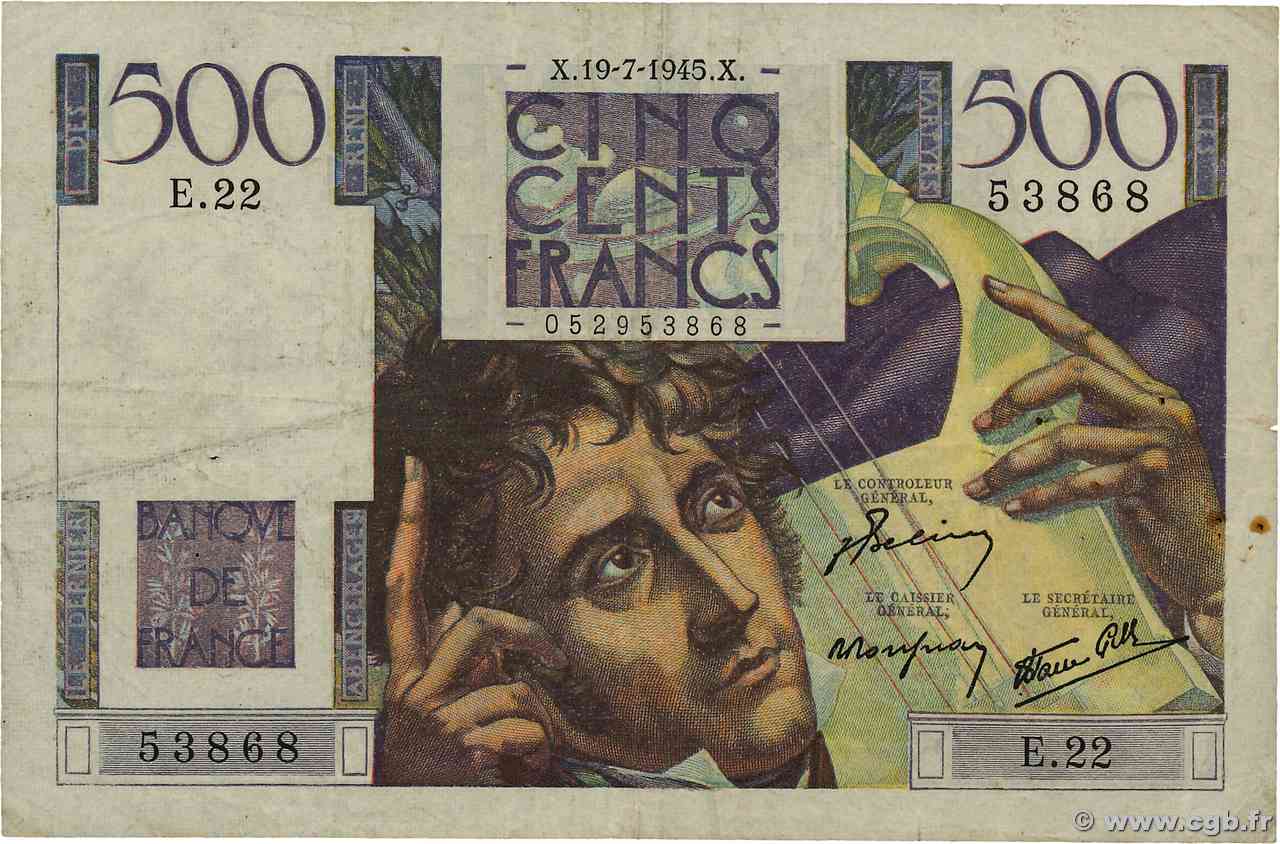 500 Francs CHATEAUBRIAND FRANCE  1945 F.34.01 TB+