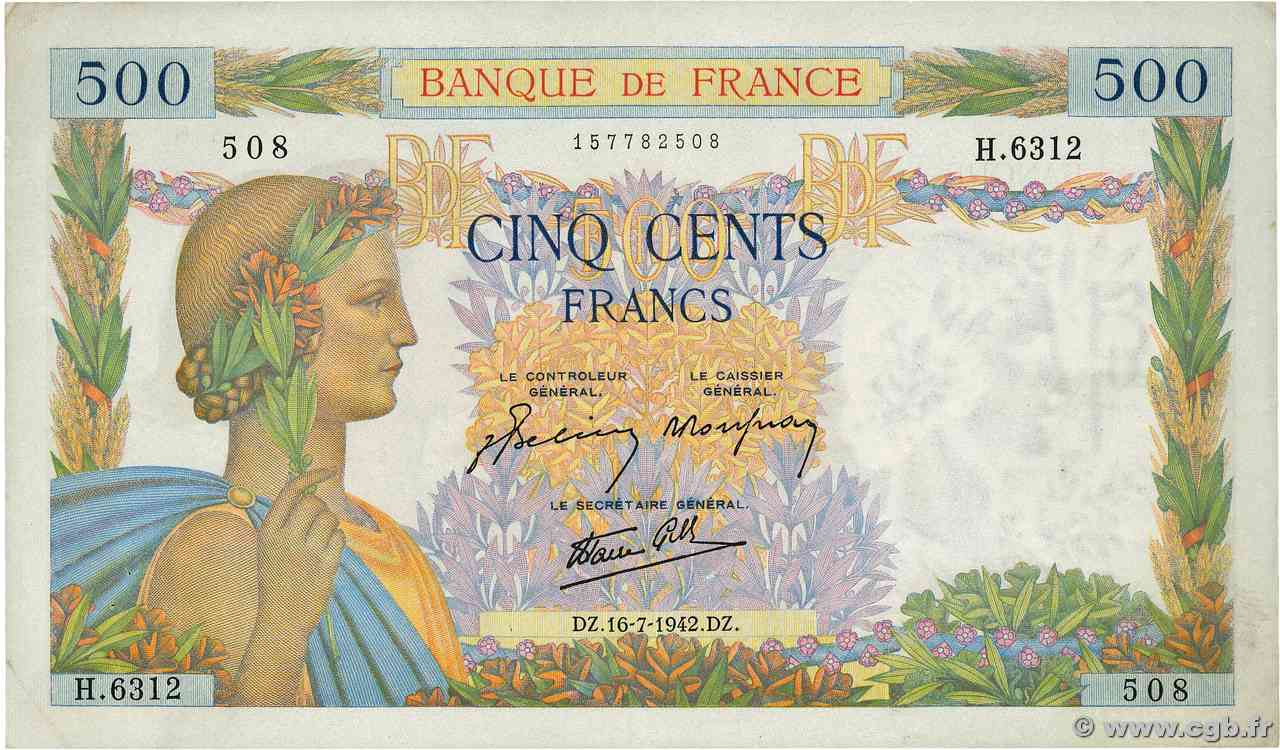 500 Francs LA PAIX FRANCIA  1942 F.32.37 SPL+