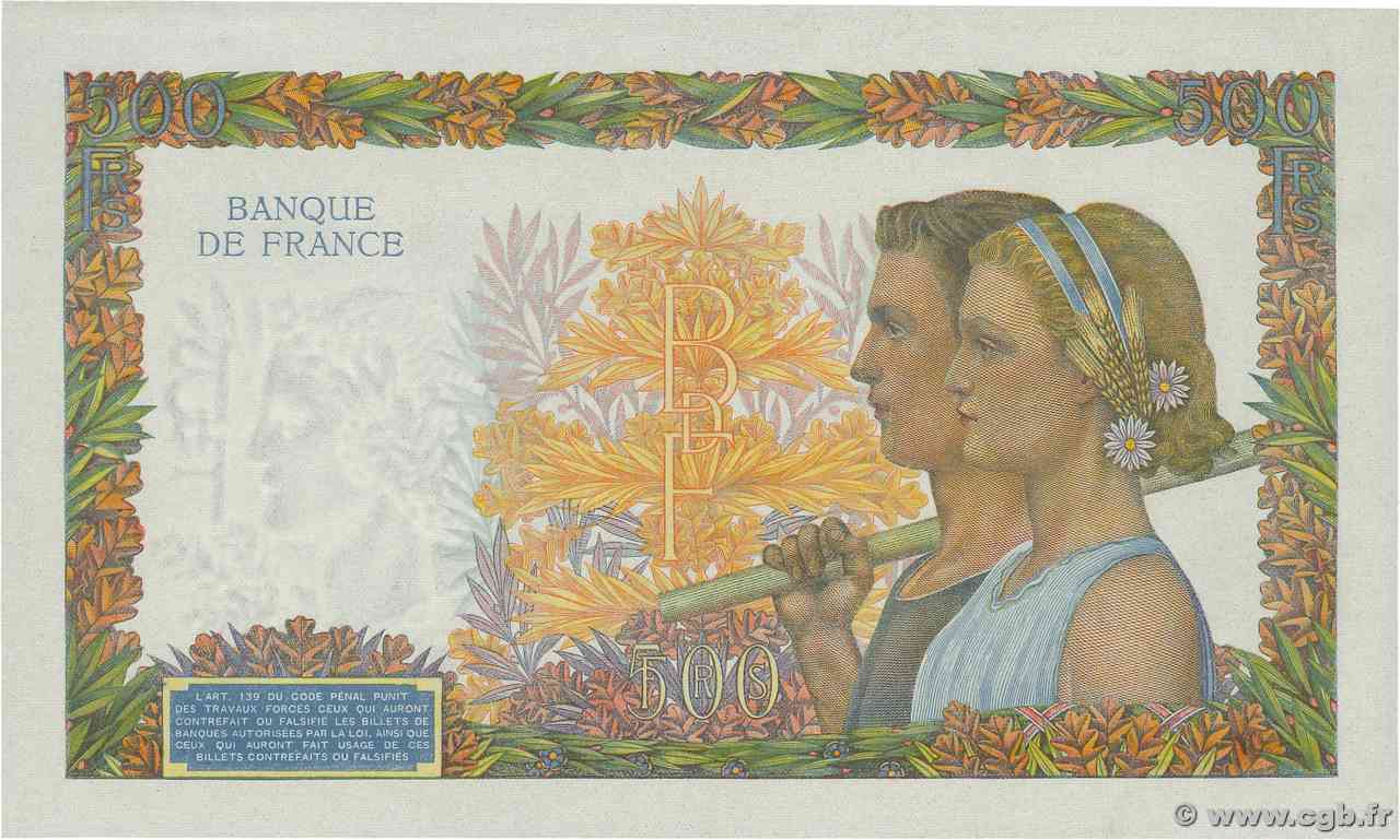 500 Francs LA PAIX Épreuve FRANCE  1945 F.32.49P UNC-