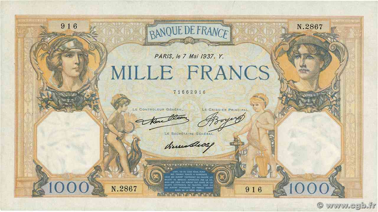 1000 Francs CÉRÈS ET MERCURE FRANCIA  1937 F.37.10 BB