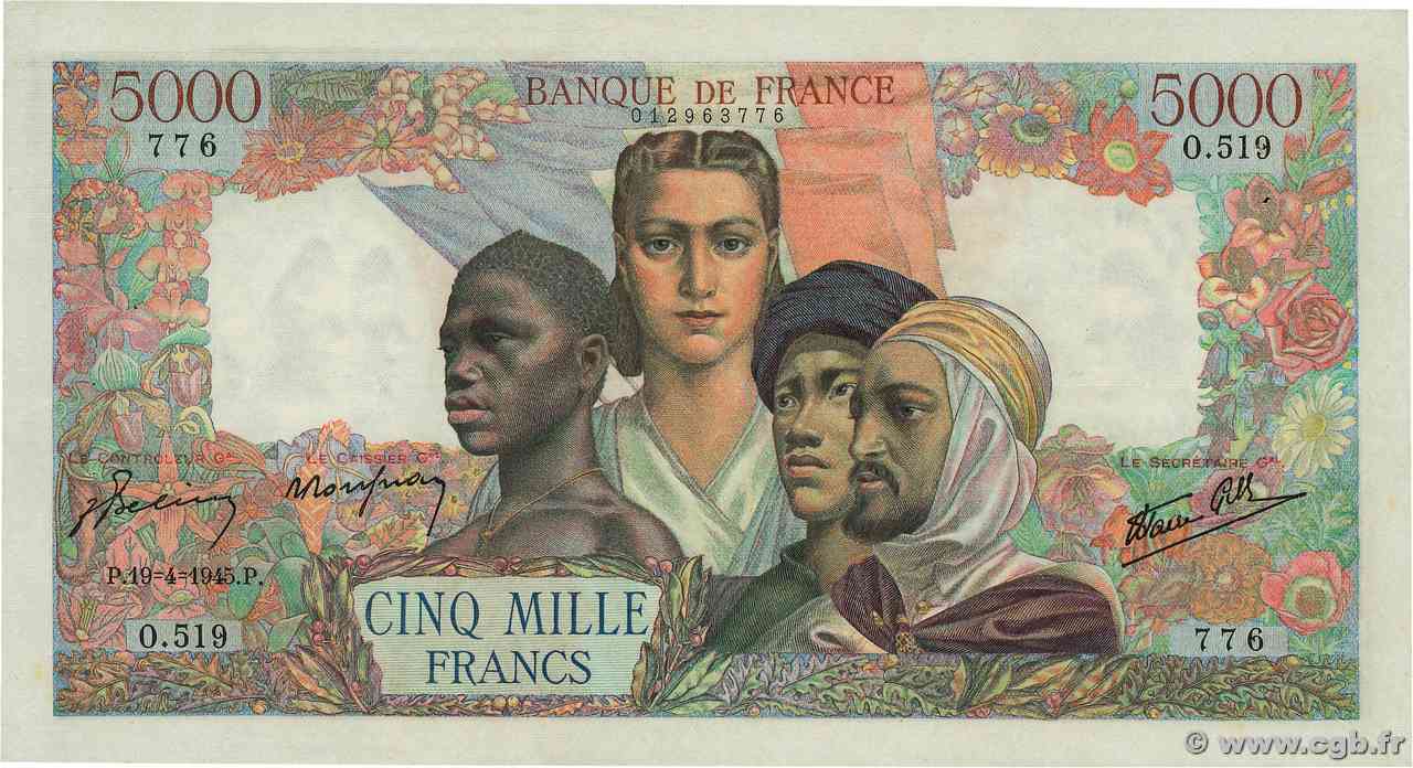 5000 Francs EMPIRE FRANÇAIS FRANCIA  1945 F.47.22 SPL