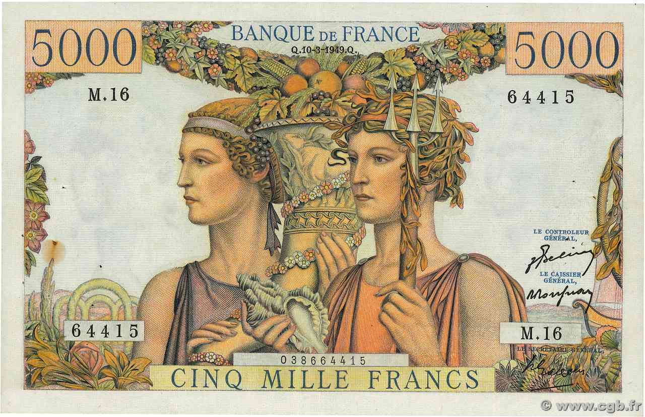 5000 Francs TERRE ET MER FRANCIA  1949 F.48.01 q.SPL