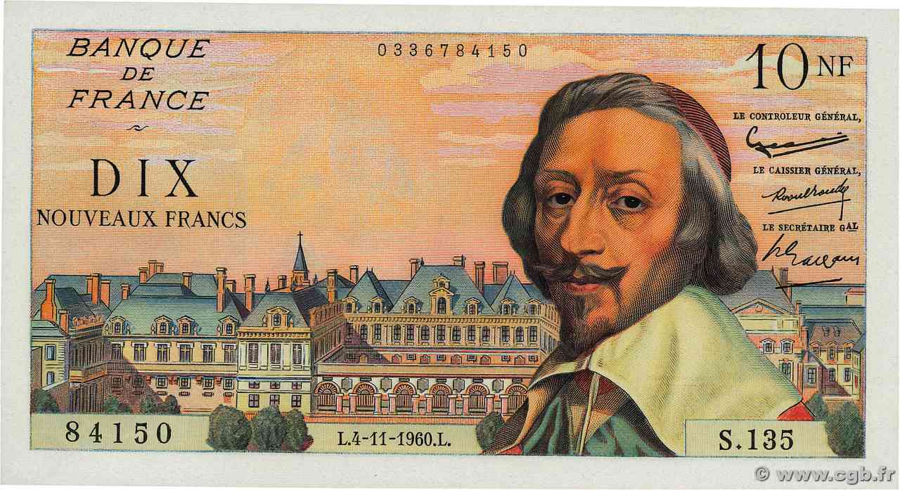 10 Nouveaux Francs RICHELIEU FRANCIA  1960 F.57.11 q.FDC
