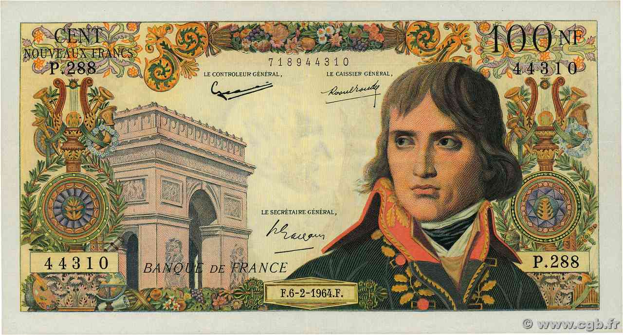 100 Nouveaux Francs BONAPARTE FRANCIA  1964 F.59.25 q.SPL