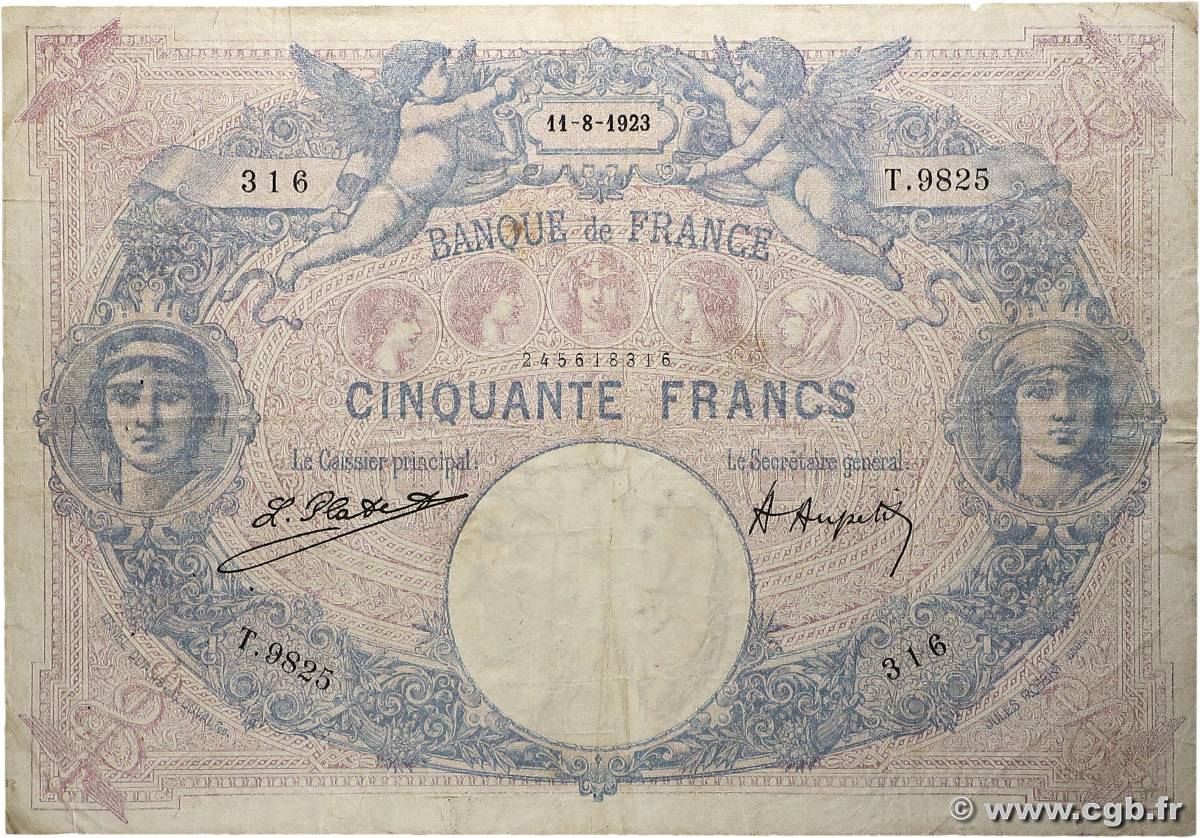 50 Francs BLEU ET ROSE FRANCE  1923 F.14.36 TB