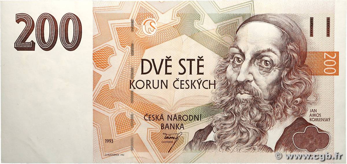 200 Korun RÉPUBLIQUE TCHÈQUE  1993 P.06a SUP+