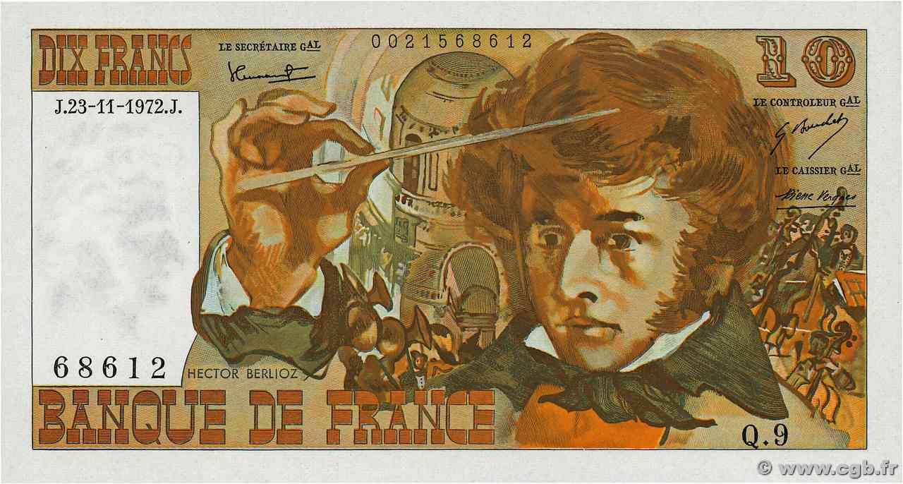 10 Francs BERLIOZ FRANCIA  1972 F.63.01 FDC