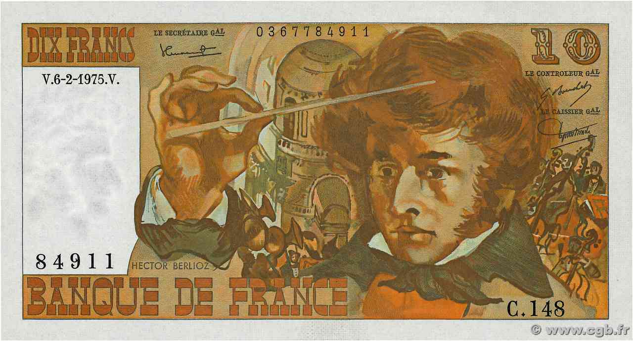 10 Francs BERLIOZ FRANCIA  1975 F.63.08 q.FDC