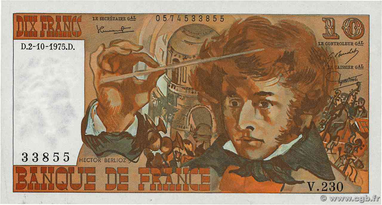 10 Francs BERLIOZ FRANCIA  1975 F.63.13 q.FDC