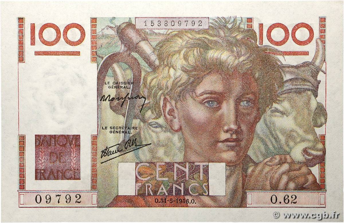 100 Francs JEUNE PAYSAN FRANCE  1946 F.28.05 pr.NEUF