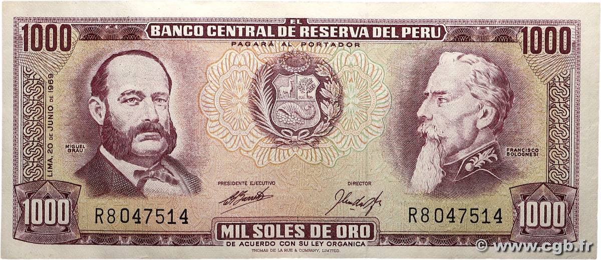 1000 Soles de Oro PÉROU  1969 P.105a SUP+