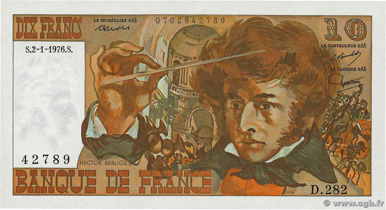10 Francs BERLIOZ FRANCIA  1976 F.63.16 FDC