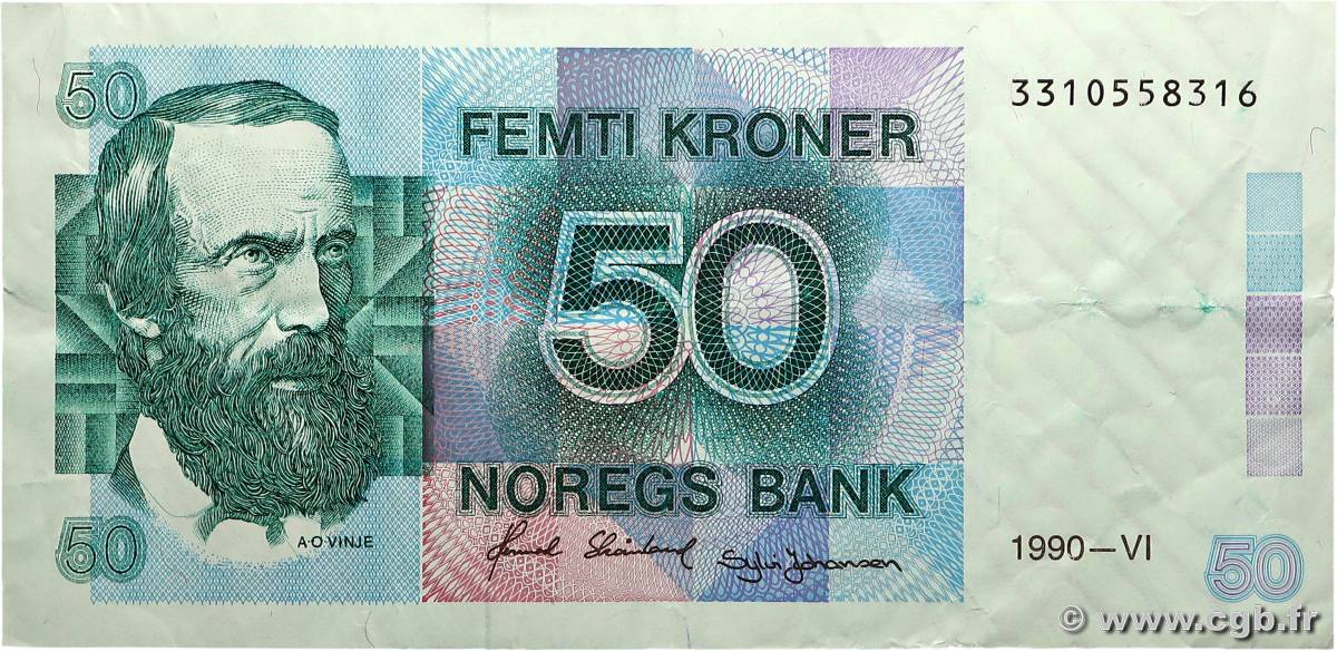 50 Kroner NORVÈGE  1990 P.42e TTB