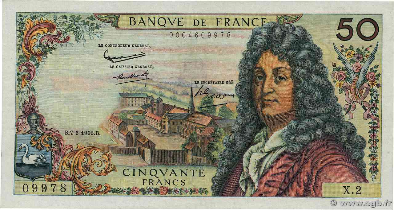 50 Francs RACINE FRANCIA  1962 F.64.01 SPL
