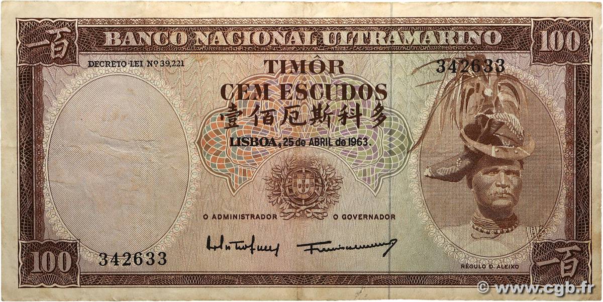 100 Escudos TIMOR  1963 P.28a BC+