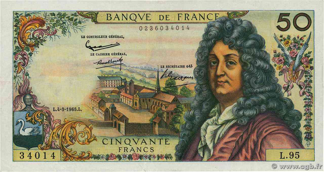 50 Francs RACINE FRANCIA  1965 F.64.08 q.SPL