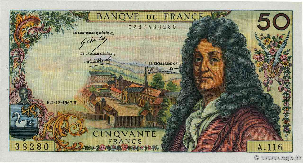 50 Francs RACINE FRANCIA  1967 F.64.10 SPL