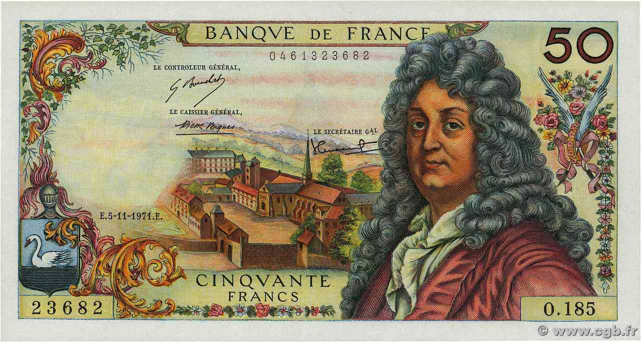 50 Francs RACINE FRANCIA  1971 F.64.19 q.AU