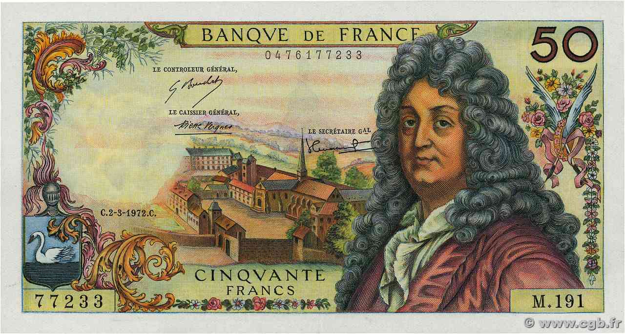 50 Francs RACINE FRANCIA  1972 F.64.20 SPL+