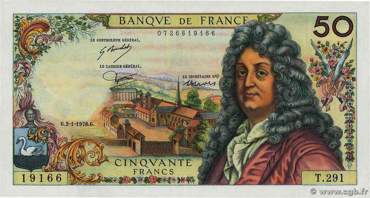50 Francs RACINE FRANCIA  1976 F.64.32 SPL+