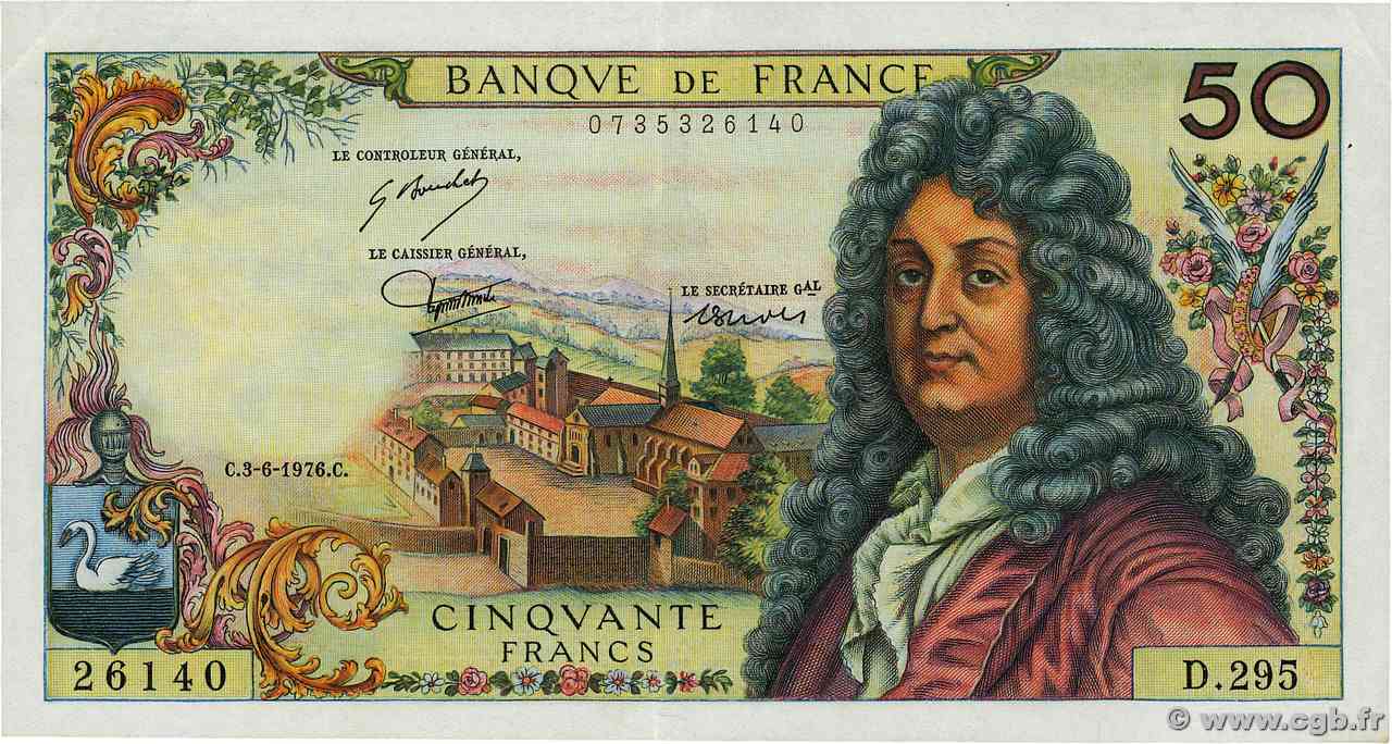 50 Francs RACINE FRANCE  1976 F.64.33 XF
