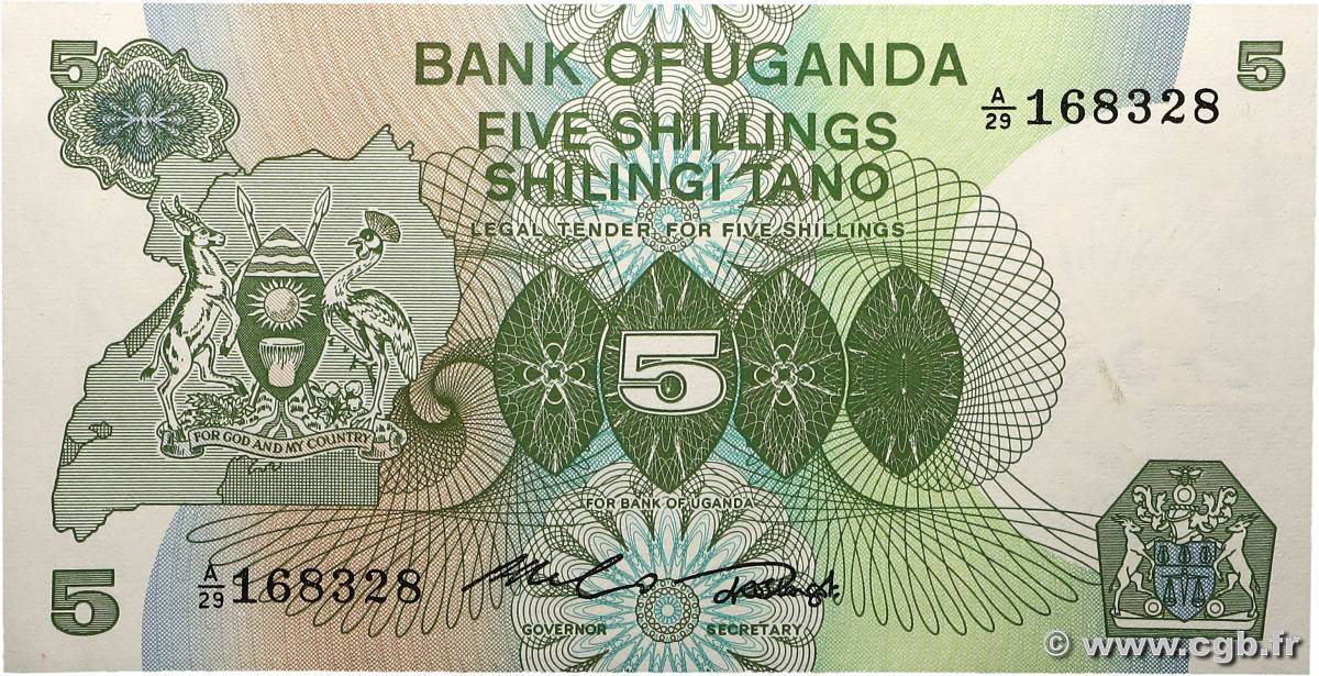 5 Shillings OUGANDA  1982 P.15 pr.NEUF
