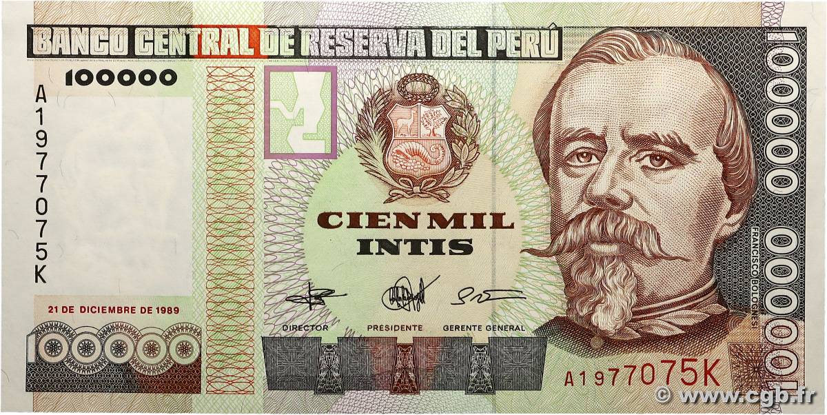 100000 Intis PÉROU  1989 P.145 pr.NEUF