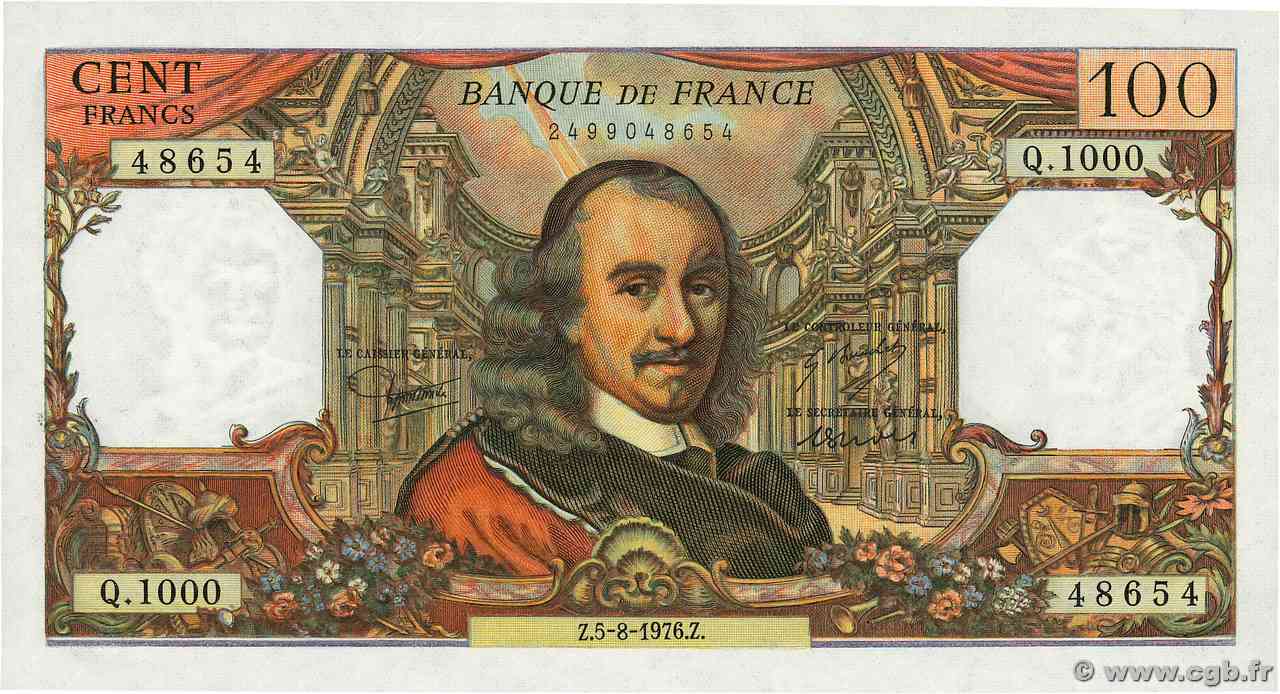 100 Francs CORNEILLE FRANCE  1976 F.65.54 NEUF
