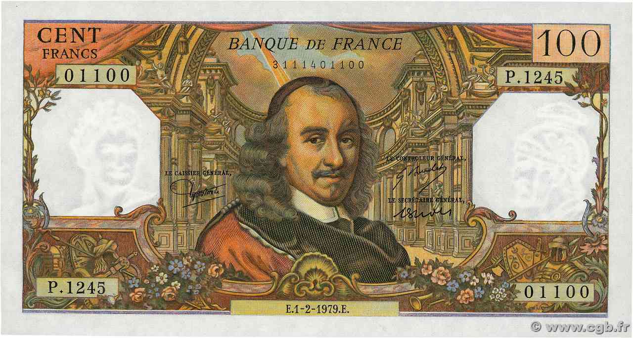 100 Francs CORNEILLE Numéro spécial FRANCIA  1979 F.65.65 FDC