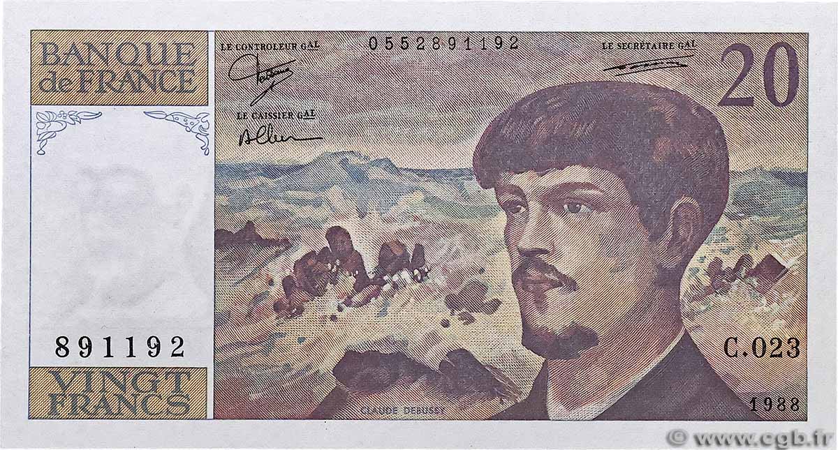 20 Francs DEBUSSY FRANKREICH  1988 F.66.09 ST