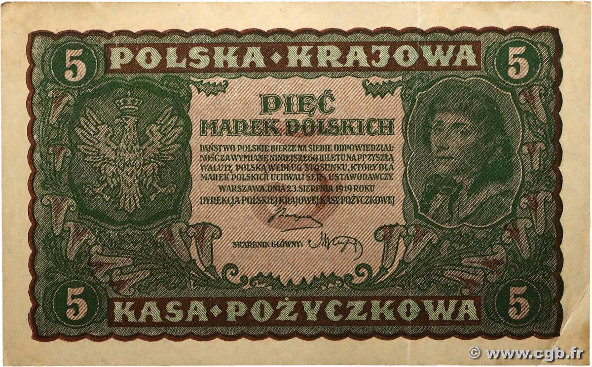 5 Marek POLOGNE  1919 P.024 SUP