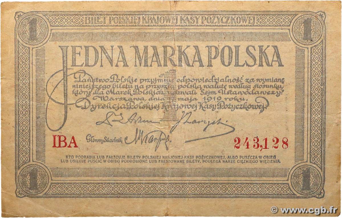 1 Marka POLOGNE  1919 P.019 TTB