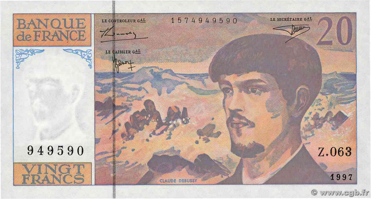 20 Francs DEBUSSY Modifié FRANCIA  1997 F.66ter.02-63 FDC