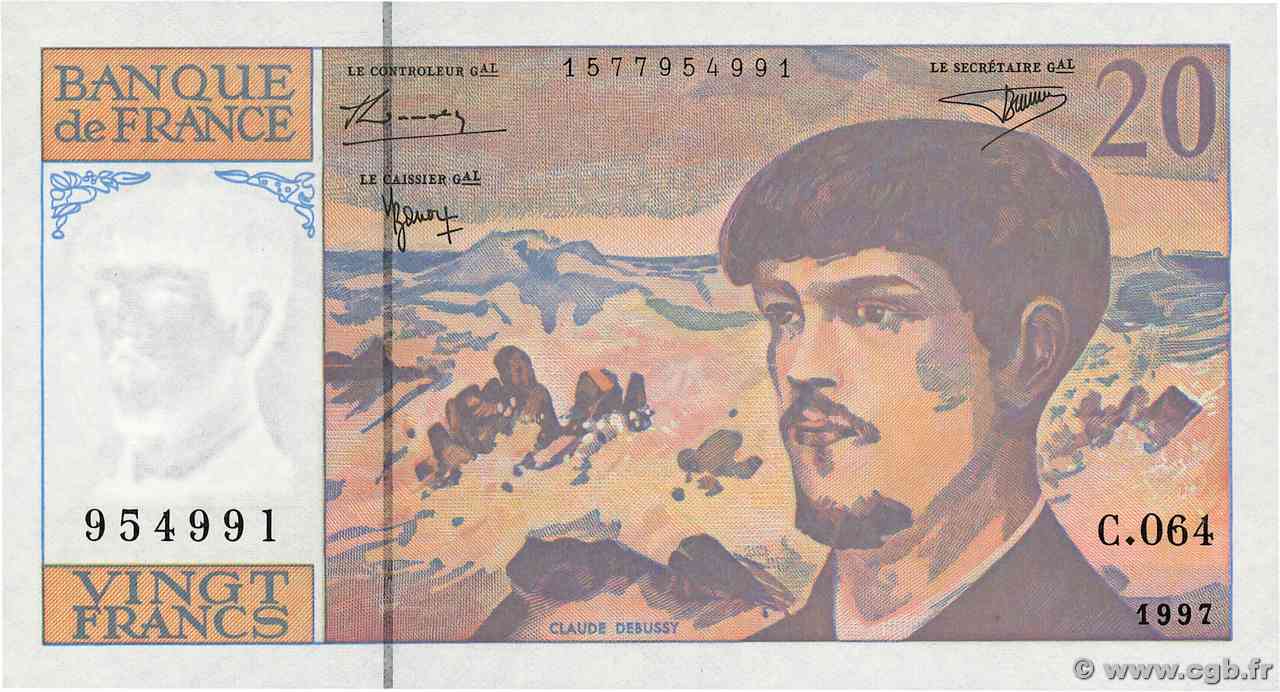 20 Francs DEBUSSY Modifié FRANCIA  1997 F.66ter.02-64 FDC