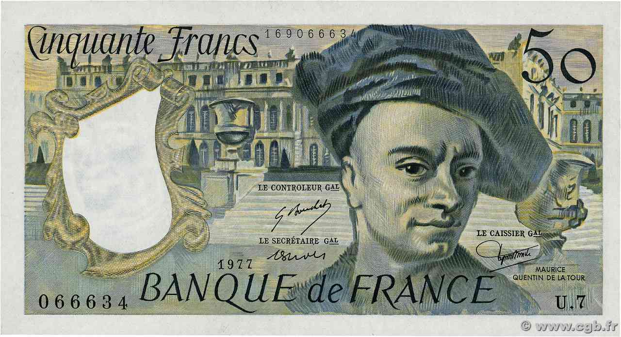 50 Francs QUENTIN DE LA TOUR FRANCE  1977 F.67.02 UNC