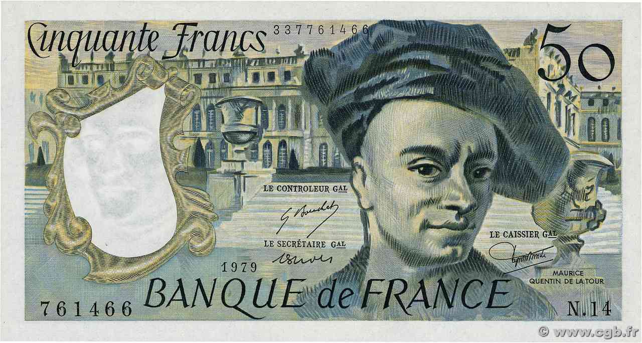 50 Francs QUENTIN DE LA TOUR FRANCIA  1979 F.67.04 FDC