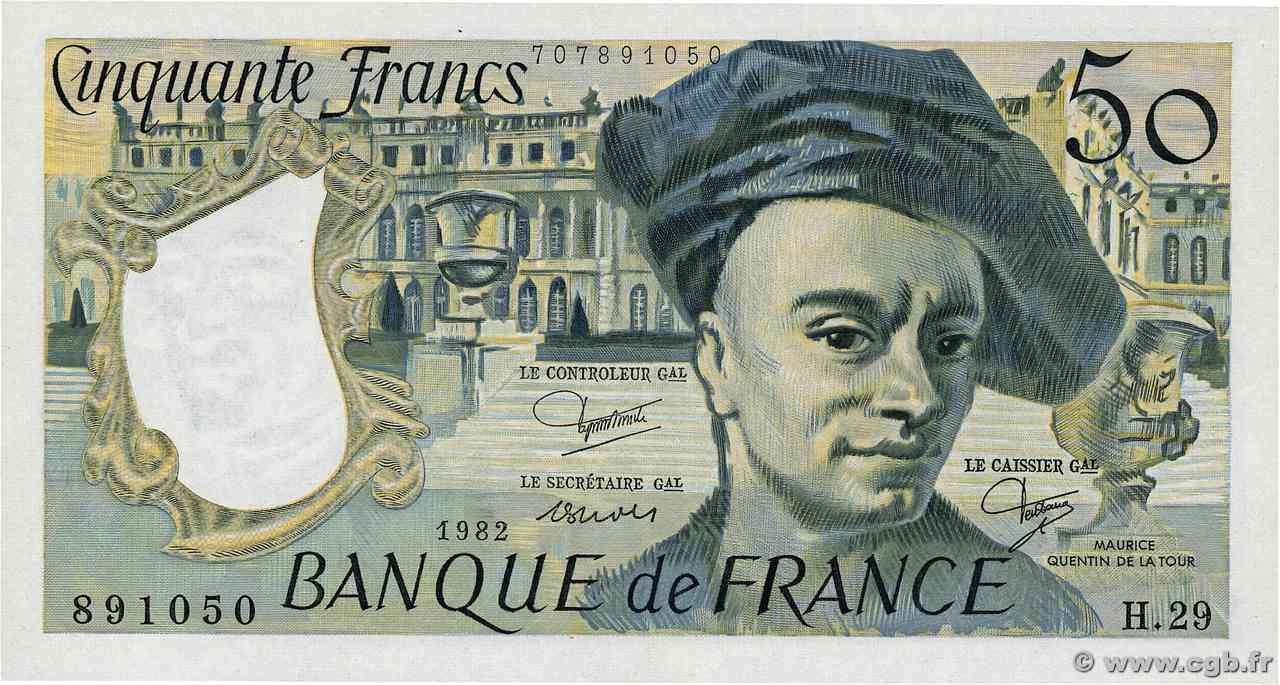 50 Francs QUENTIN DE LA TOUR FRANCE  1982 F.67.08 pr.NEUF