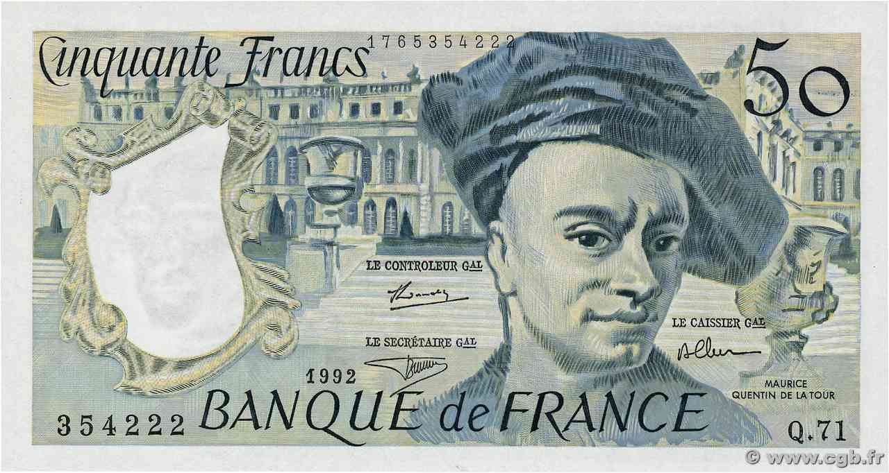 50 Francs QUENTIN DE LA TOUR FRANCE  1992 F.67.18 UNC