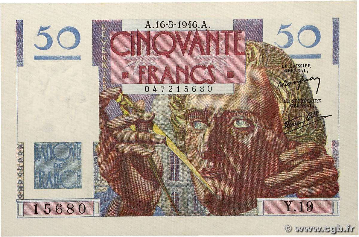 50 Francs LE VERRIER FRANCE  1946 F.20.04 UNC-