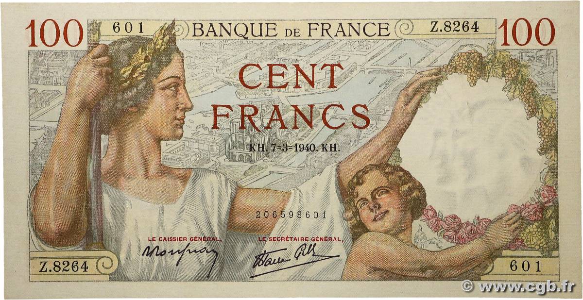 100 Francs SULLY FRANCIA  1940 F.26.24 SC