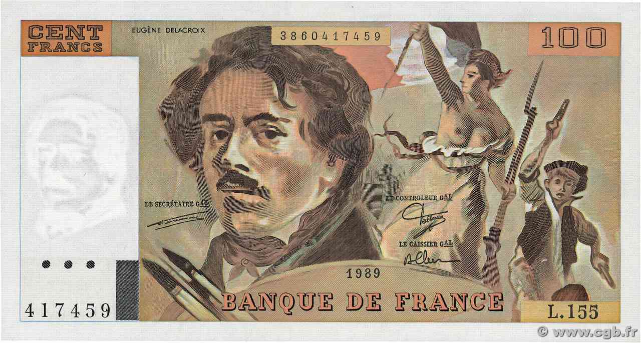 100 Francs DELACROIX modifié FRANCE  1989 F.69.13d NEUF