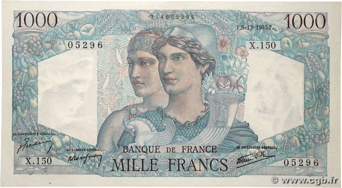 1000 Francs MINERVE ET HERCULE FRANCIA  1945 F.41.09 SC