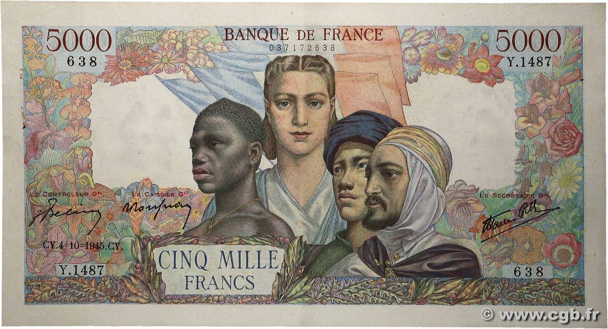 5000 Francs EMPIRE FRANÇAIS FRANCIA  1945 F.47.46 EBC