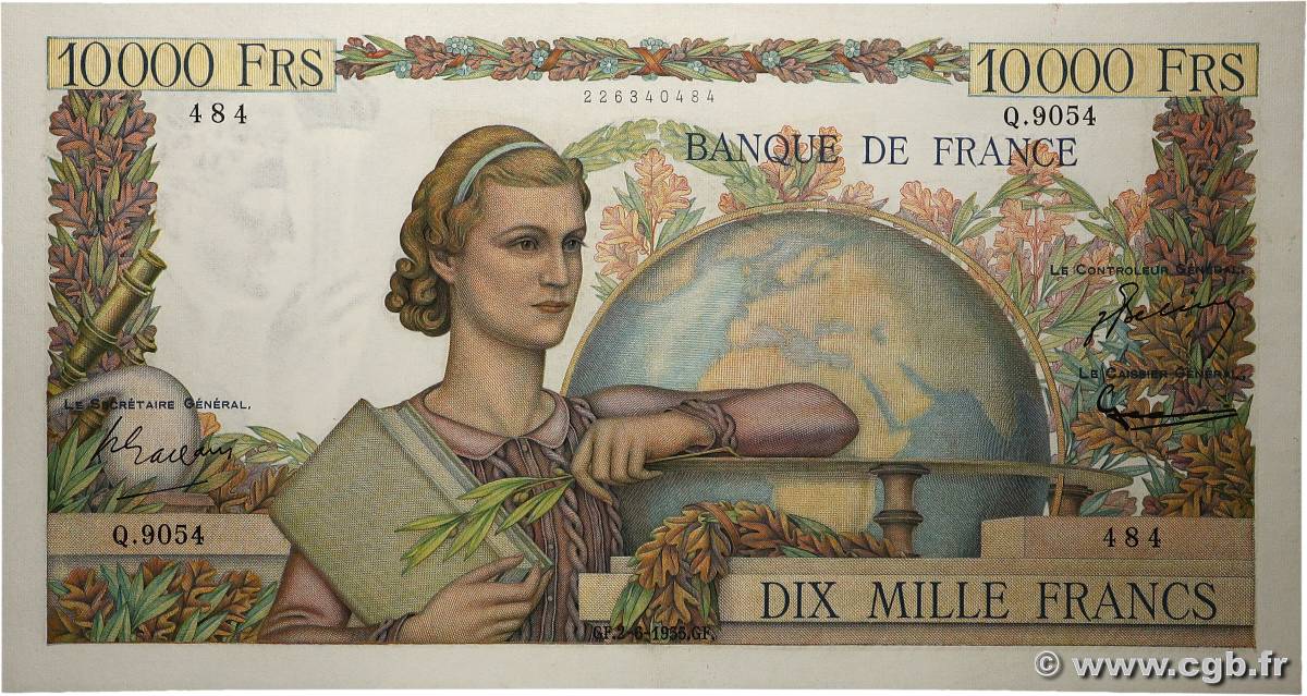 10000 Francs GÉNIE FRANÇAIS FRANCIA  1955 F.50.75 EBC+