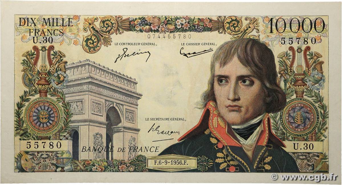 10000 Francs BONAPARTE FRANCIA  1956 F.51.04 MBC+