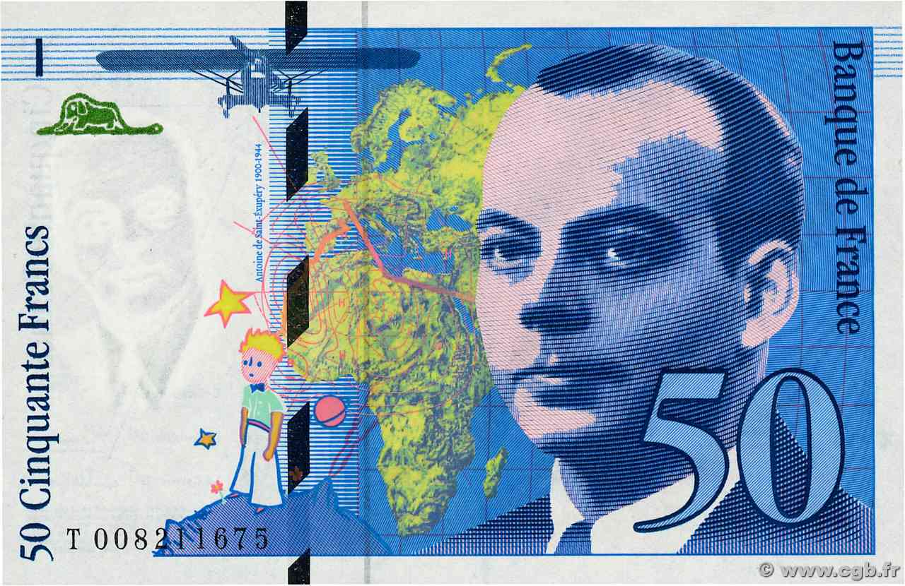 50 Francs SAINT-EXUPÉRY Mouton décalé Fauté FRANCE  1993 F.72f1.02 NEUF