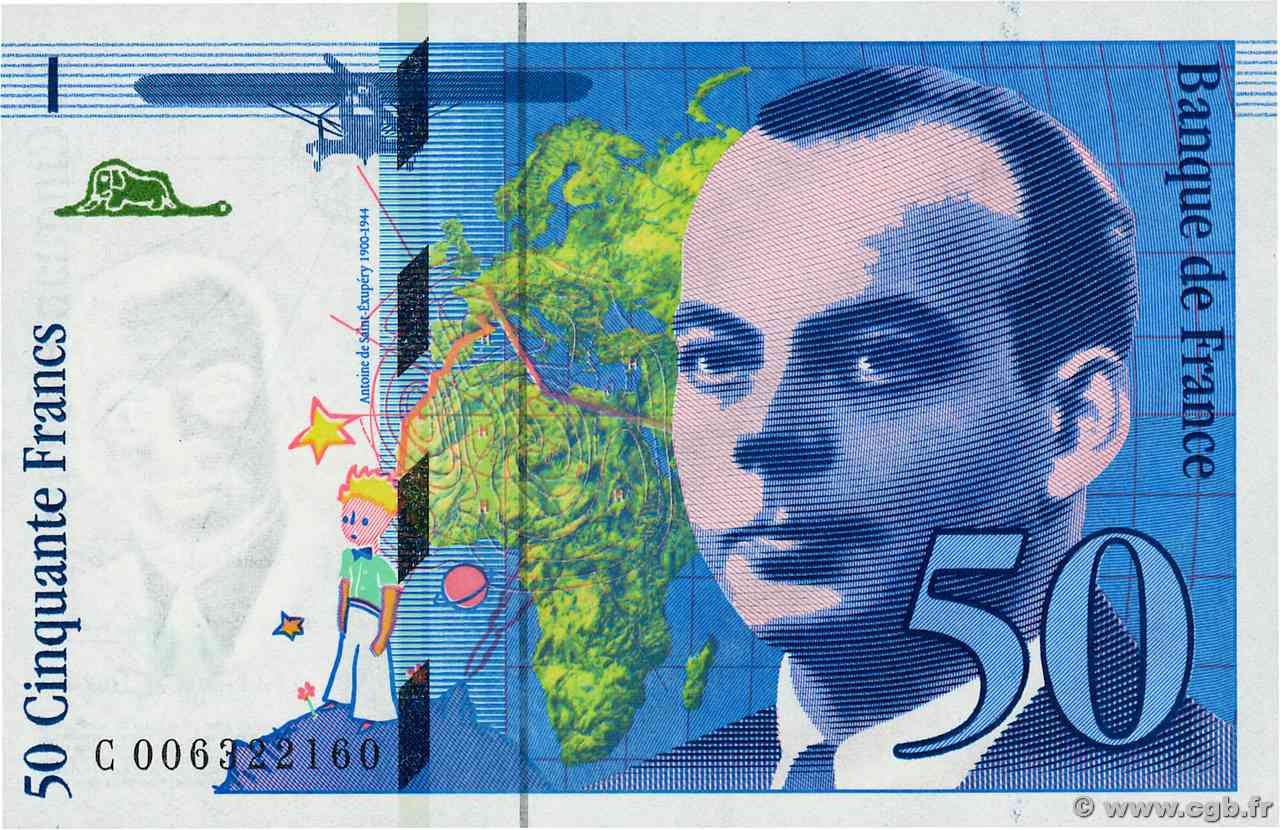 50 Francs SAINT-EXUPÉRY FRANCIA  1993 F.72.02 FDC